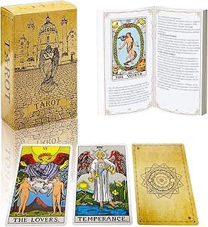 Tarot Cards Deck, Tarot Card Decks for Beginners & Expert Readers, 78 Classic Tarot Cards with Guide Book - Standard Size 4.75" x 2.76" (Yellow Angel)